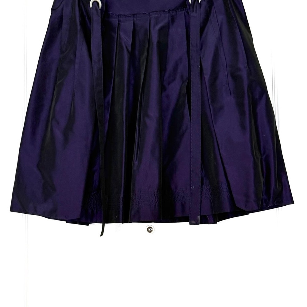 Satin A-Line Skirt in Deep Purple with Drawstring Waist